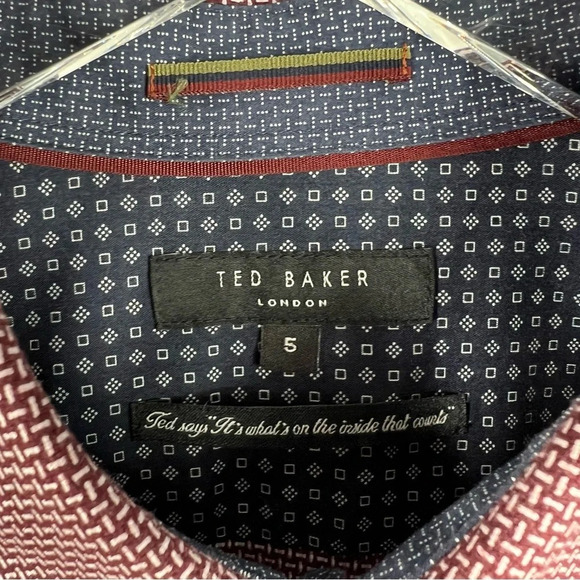 TED BAKER Soft Heavy Fabric Button Down Long Sleeve Men’s Patterned Shirt - Picture 3 of 7